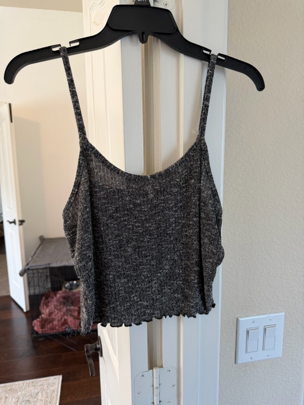 Charcoal Knit Cropped Cami Tank Top